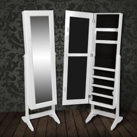 Free Standing Mirror Jewellery Cabinet Wardrobe White