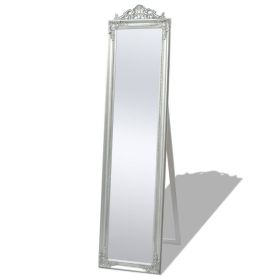Free-Standing Mirror Baroque Style 63"x15.7" Silver