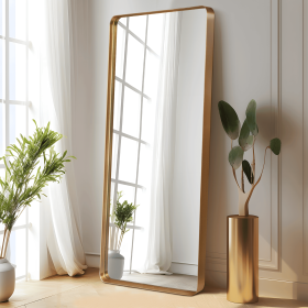71"x31"Aluminum alloy rounded corners rectangular imitation electroplated full-length mirror Bathroom Vanity Mirror for Bedroom Entryway