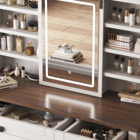 Farmhouse Makeup Vanity Desk with Sliding Mirror and Lights Mirror only