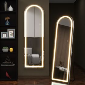 LED aluminum alloy frameless right angled arched silver full-length mirror with stand 63 * 20 * 1 inch Bathroom Vanity Mirror for Bedroom Entrywa