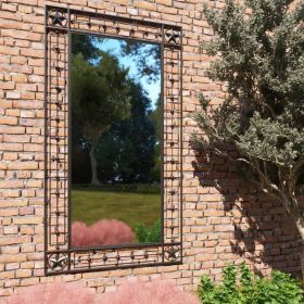 Garden Wall Mirror Rectangular 23.6"x43.3" Black