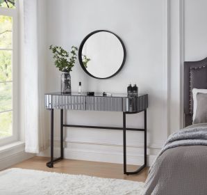 39" Mirrored Makeup Vanity Table with Stainless Steel Base, Mirrored Console Dressing Table with 2 Drawers,Versatile Desk for Bedroom and Office, (Color: Gray, Material: MDF,Metal,Tempered Glass)