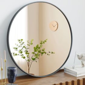 Black Round Wall Mirror, Bathroom Mirrors for Over Sink, Circle Mirror for Bathroom, Entryway, Bedroom, Vanity (20 Inch) (Color: as Pic)