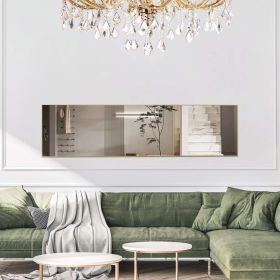 Floor Standing Mirror, Wall Mirror with Stand Aluminum Alloy Thin Frame,16''*59'',Gold-rect (Color: as Pic)